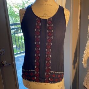 Japna XS Navy Blue tank top w side slit racer back​